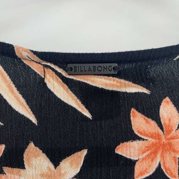 Billabong Black‎ with FLowers Rayon Women's Front Tie Cami Top Size Large - Picture 8 of 8